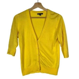 Gap Bright Yellow Short Sleeve Button Down Cardigan Sweater XS